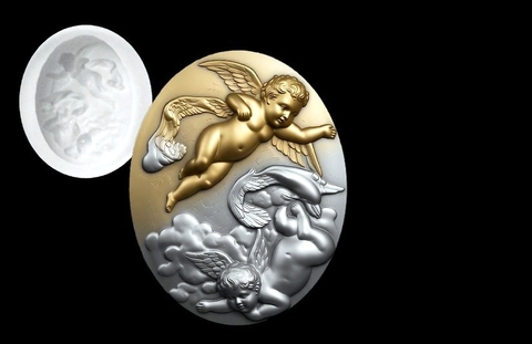 Силиконовый молд Камея № 22 Купидоны