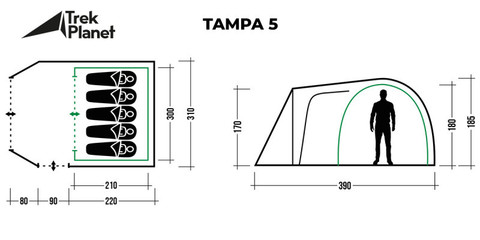 Картинка палатка кемпинговая Trek Planet Tampa 5  - 2