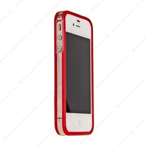 Бампер GRIFFIN для iPhone 4s/ 4 красный с прозрачной полосой