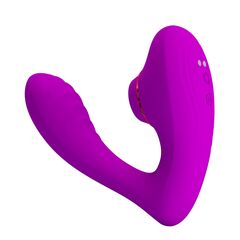 Лиловый вибратор с клиторальной стимуляцией Nauty - 
