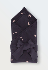 Плед-конверт вязаный "Звёздочки" (графит+бронза)