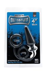 Чёрное эрекционное кольцо с анальной пробкой MENZSTUFF 4INCH SINGLE RING ANAL PLUG - 