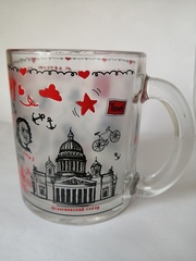 Кружка 300 мл стекло с видами Петербурга.