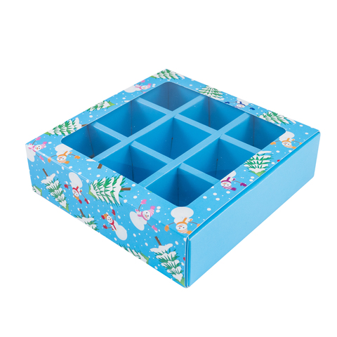 Коробка с обечайкой для 9 конфет с разделителями 