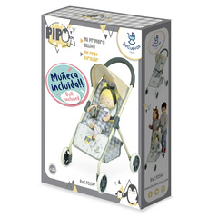 DeCuevas Прогулочная коляска для куклы + кукла 36 см., серия Пингвиненок Пипо, 55 см. (90547)