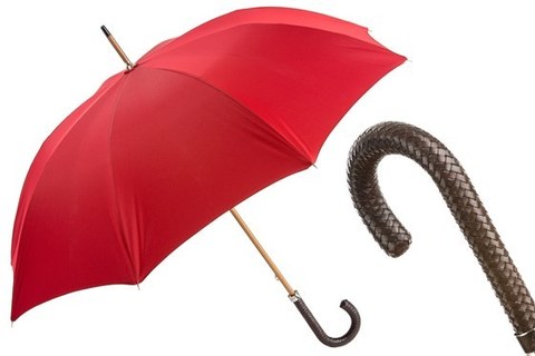 Зонт-трость Pasotti Gent Umbrella with Braided Leather Handle, Италия