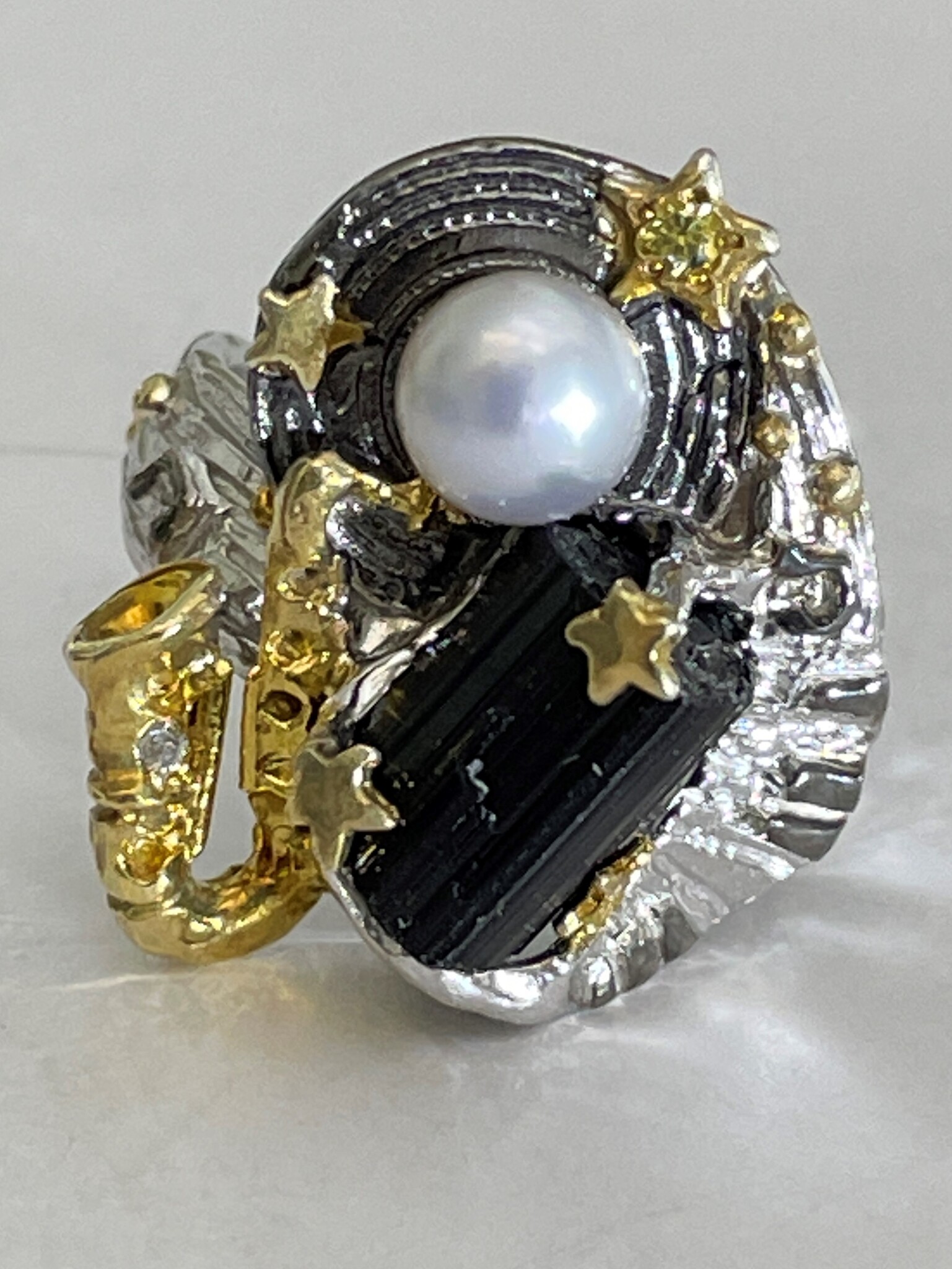 Турмалин черный (кольцо из серебра)