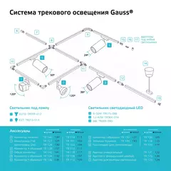 Св-к Gauss LED трековый цилиндр 8W 750lm 4000K 45*155mm 180-220V IP20 белый линза 36° TR077
