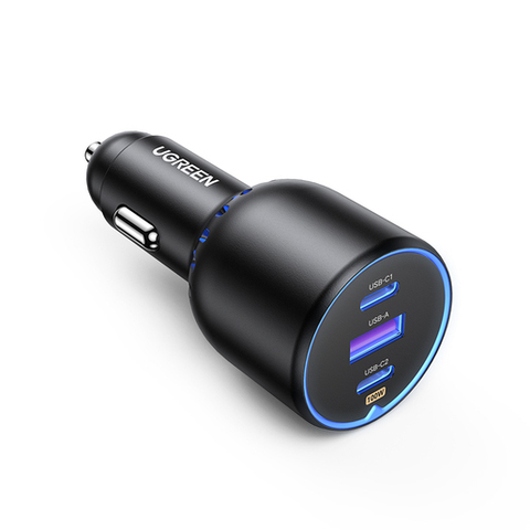 Автозарядка UGREEN CD293 2*USB-C PD+USB-A 130W Fast Car Charger