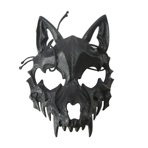 Карнавальная маска, Череп волка, Черный, 17*22 см