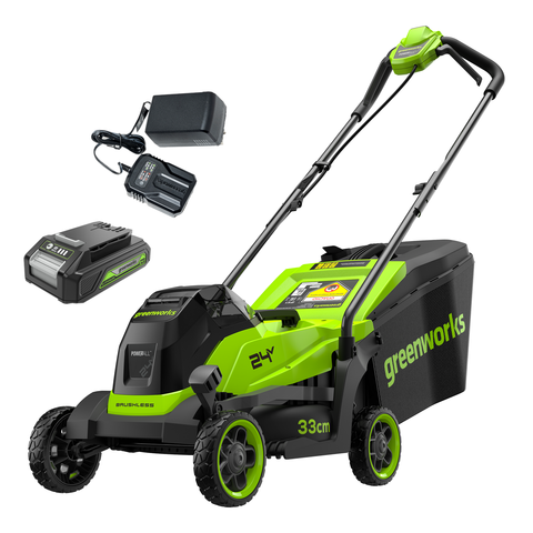 Газонокосилка аккумуляторная Greenworks GD24LM331, 24V, 33 см, бесщеточная, c 1хАКБ 2Ач (2520607UA)