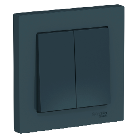 Выключатель двухклавишный, 10АХ, в сборе. Цвет Изумруд. Schneider Electric AtlasDesign. ATN000852