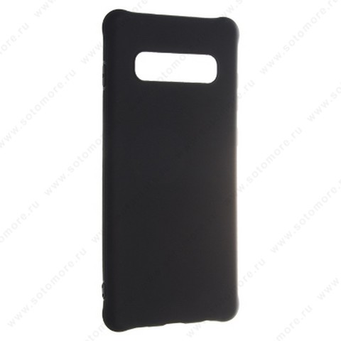 Накладка силиконовая Soft Touch ультра-тонкая для Samsung Galaxy S10 Plus c усилеными углами черный