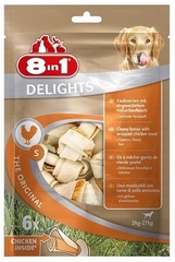 Лакомство для собак, 8in1 DELIGHTS Beef S, косточки с куриным мясом для мелких и средних собак, 11 см 6 шт (пакет)
