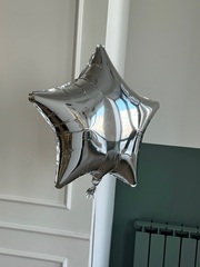 Шар-звезда серебро фольгированный