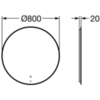 Roca Luna 80 ZRU9307558 зеркало круглое 800 мм, 867x86x867 мм, с LED-подсветкой по периметру, с сенсорным выключателем с диммером