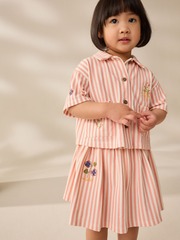 Рубашка с коротким рукавом и юбка в комплекте для девочки Next AG9-825, Розовый