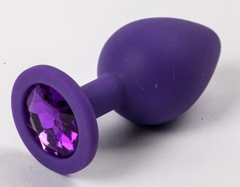 Большая фиолетовая силиконовая пробка с фиолетовым кристаллом - 9,5 см. - 4sexdreaM 47116-2
