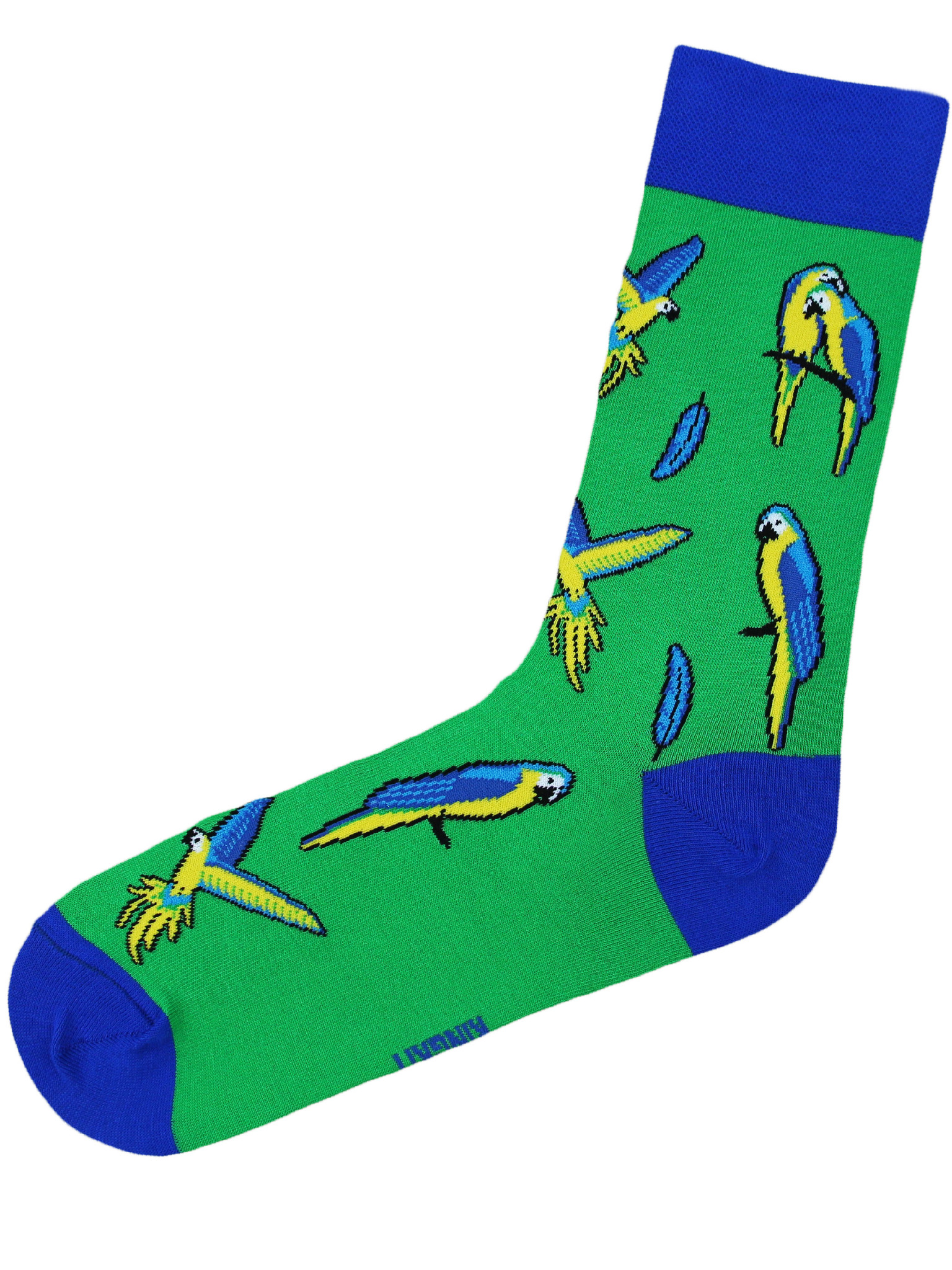 Купить необычные высокие зеленые носки с попугаями
