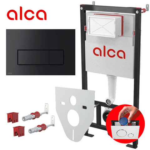 Alcaplast AM101/1120-4:1 RU M578-0001 Инсталляция для унитаза с чёрной матовой клавишей