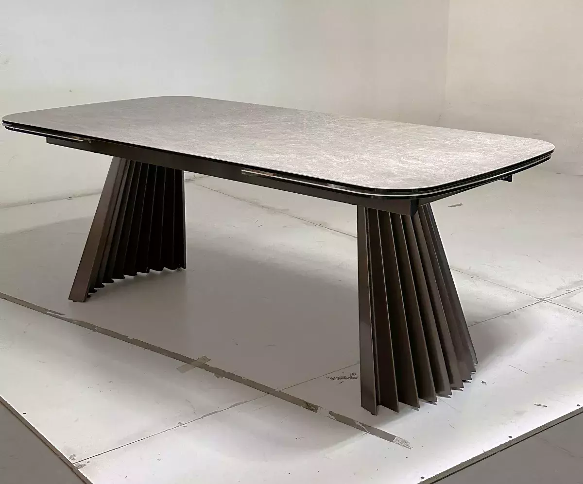 Стол ASTRID 200 TL-102 Бежевый мрамор, испанская керамика / Шоколадное золото каркас, DISAUR