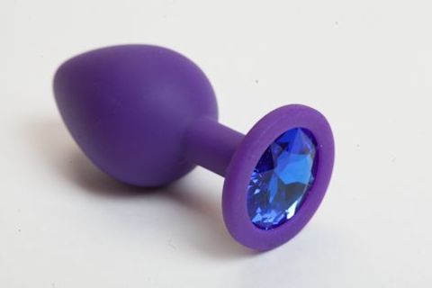 Фиолетовая силиконовая пробка с синим кристаллом - 9,5 см. - 4sexdreaM 47081-2