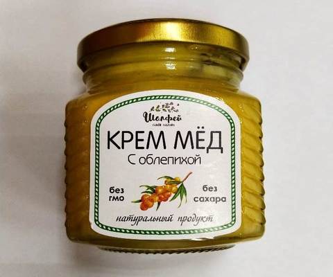 Крем-мед с облепихой, без сахара, 300 г