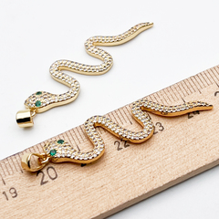 Подвеска Змея, позолота, фианиты, размер 46*12 мм, цена за 1 шт