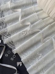 Кружево эластичное молочное 22 см, цветочки