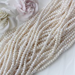 Жемчуг натуральный речной, круглый, 3-4 мм, 1 нить, Ж003