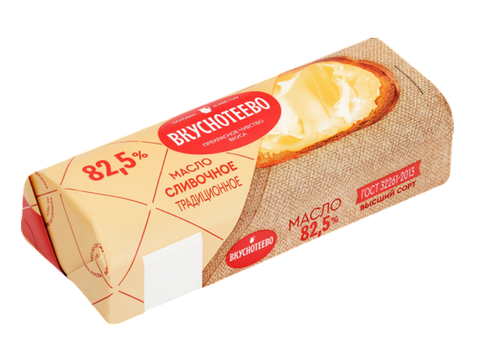 Масло сливочное Вкуснотеево Традиционное 82,5% 340г, шт