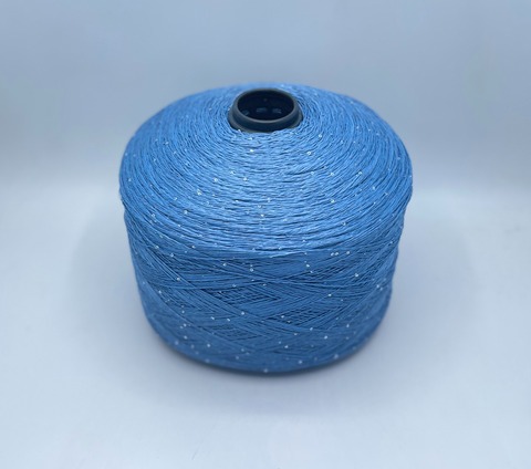 Бобинная пряжа (пр.Италия),Linette Pailletes, 450/100гр, 80% Лен, 20% Полиэстер(пайетка), цвет-Голубой меланж+пайетка. арт.36764