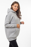 Утепленное худи для беременных и кормящих 16030 серый меланж