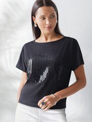 Нарядная футболка с принтом пайетками  D49.133 (131294)