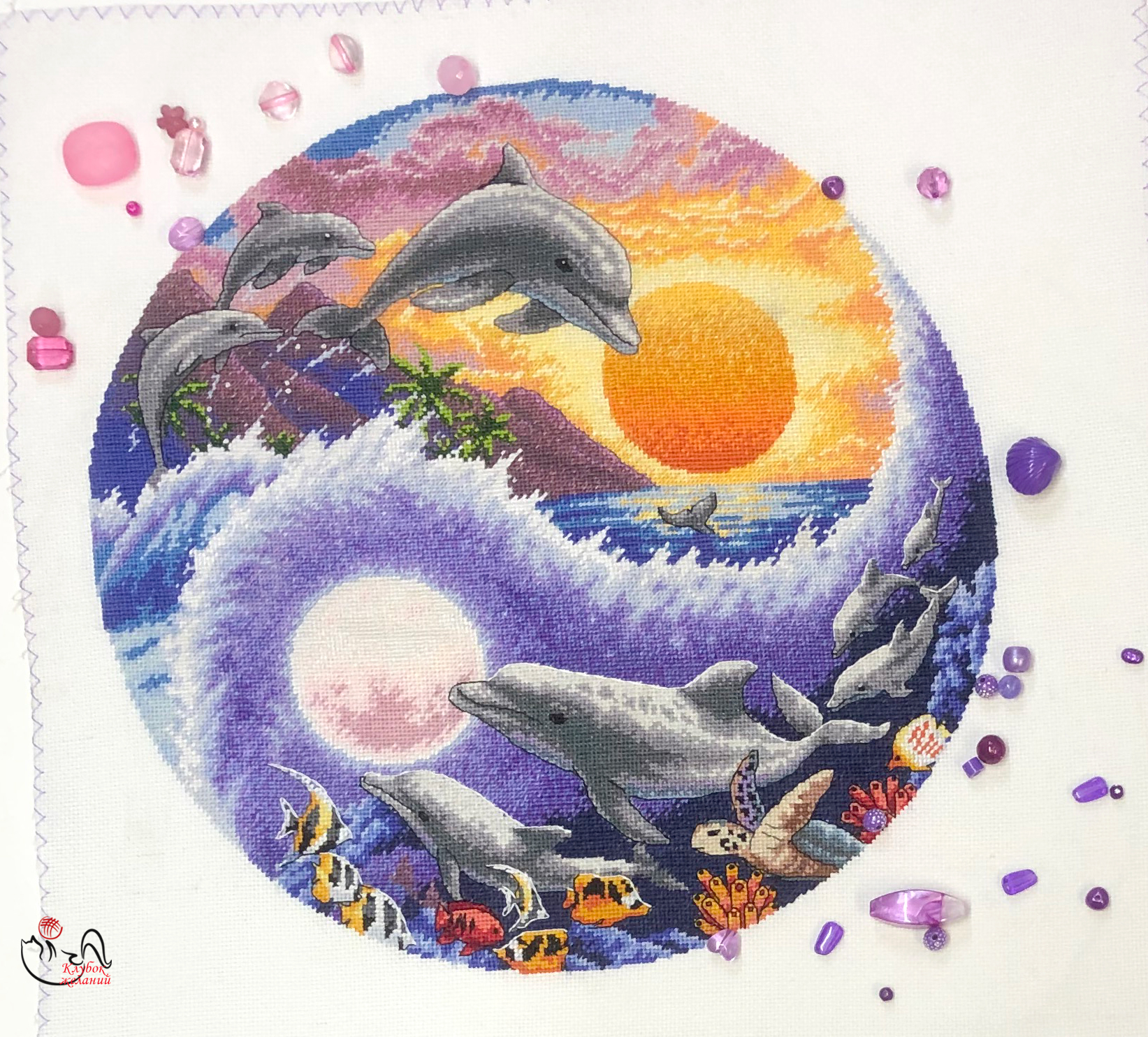 Набор для вышивания Солнце и луна. Дельфины. Sun and Moon Dolphins. Арт.  35140