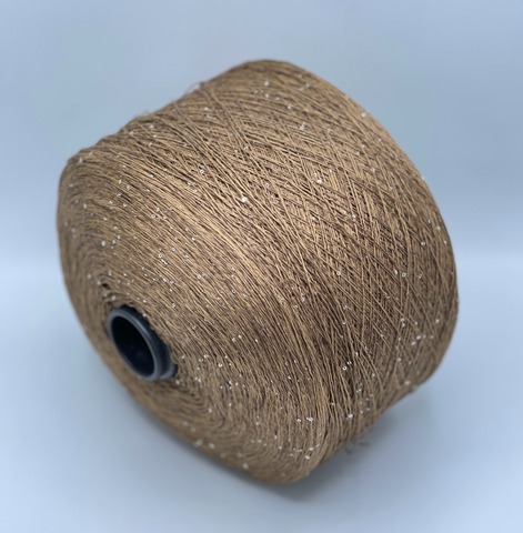 Бобинная пряжа, Linette Pailletes, 450м, 80% Лен, 20% Полиэстер(пайетка), Древесное мулине+пайетка.37714