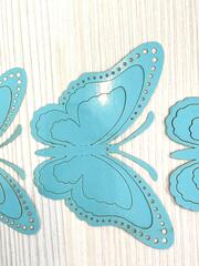 Наклейки Бабочки, Бумага без вырубки, Голубые, 12 шт. / 12*8см - 4 шт., 10*7см - 4 шт., 8*5,5см - 4 шт.