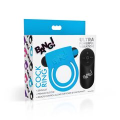 Голубое эрекционное виброкольцо 28X Remote Control Vibrating Cock Ring & Bullet - 