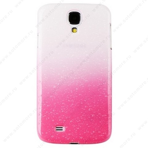 Накладка для Samsung Galaxy S4 i9500/ i9505 в виде капель белая с розовым