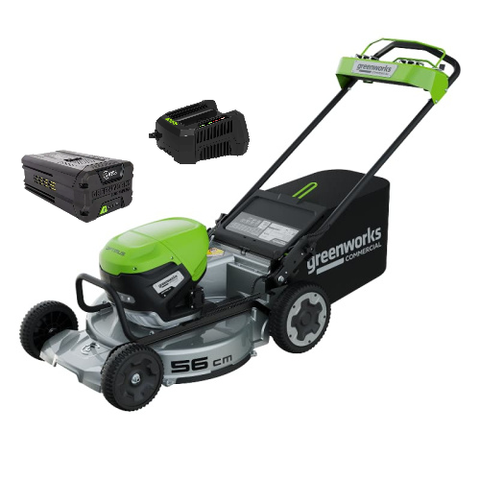 Газонокосилка аккумуляторная Greenworks LM221S Арт. 2519407UB, OPTIMUSTM, 82V, 56см, самоходная, бесщеточная, c АКБ 5Ач и ЗУ