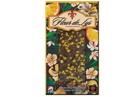 Шоколад горький с апельсином и какао, 100г