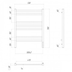 Полотенцесушитель электрический Lemark Melange - LM49707Z (П7 500x700), диммер справа, хром