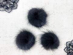 Меховой помпон норка, d 3,2 см, чёрный