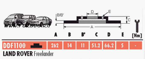 DDF1100 Тормозной диск LAND ROVER FREELANDER 4x4 98-00 DF4103 передний