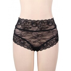 Трусики на высокой посадке с завязками, черные, 3XL-4XL