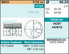 Поршень двигателя TEIKIN 44297 0.50 (4шт/упак)