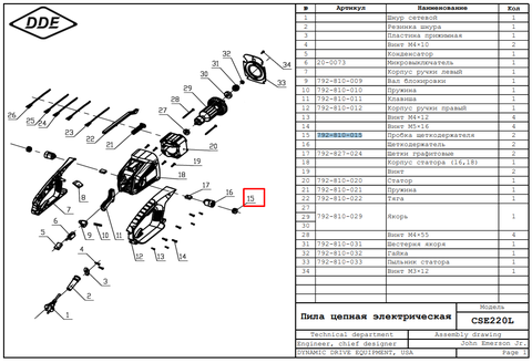 Пробка щеткодержателя DDE CSE220L/240L/260L