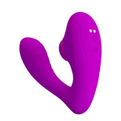 Лиловый вибратор с клиторальной стимуляцией Nauty - 