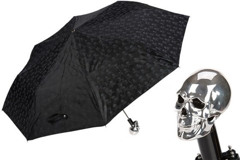 Зонт женский складной Pasotti - Silver Skull Folding Umbrella, Италия.