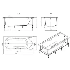 ВАННА АКРИЛОВАЯ ROCA BECOOL 180x80 с каркасом и сифоном